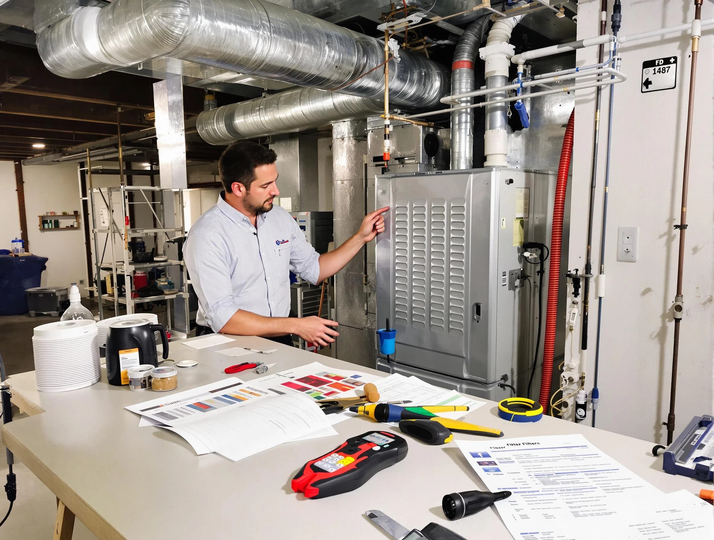 Manchester Air Duct Cleaning inspector conducting detailed filter system evaluation using professional diagnostic tools in Manchester