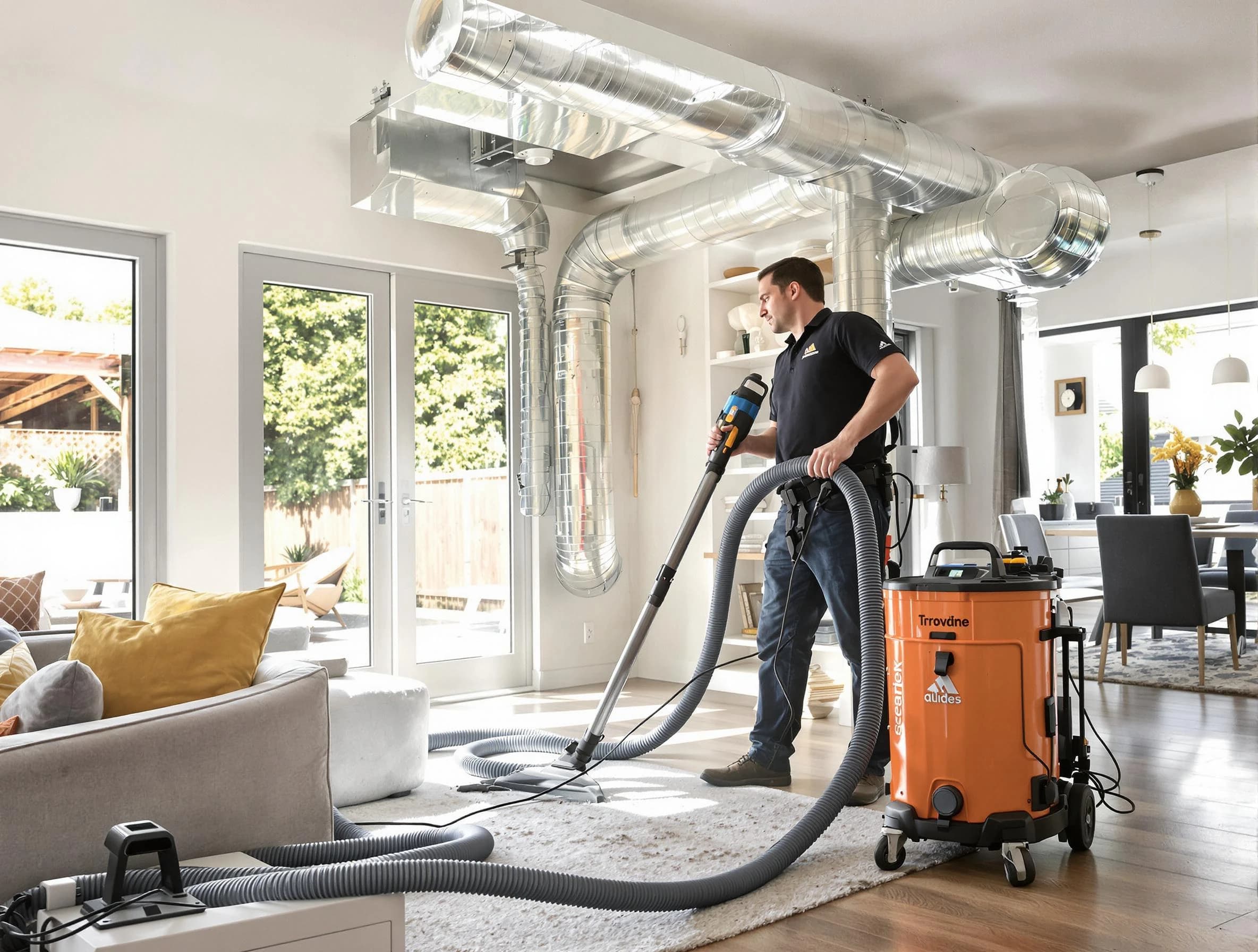 Manchester Air Duct Cleaning specialist performing thorough residential duct cleaning using advanced equipment in Manchester